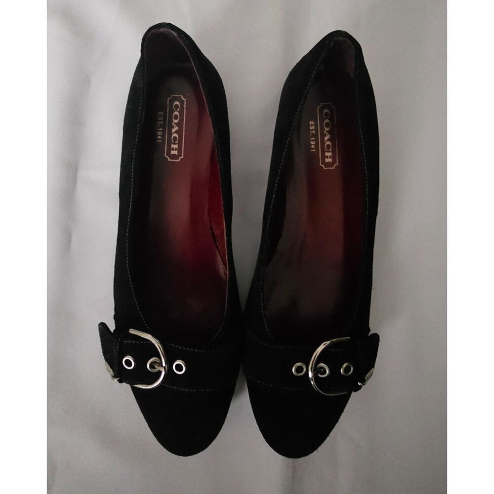 Coach Women's Black Breanna Suede Buckle Style Slip-On Flat Shoes Size 8½ B - Picture 4 of 10